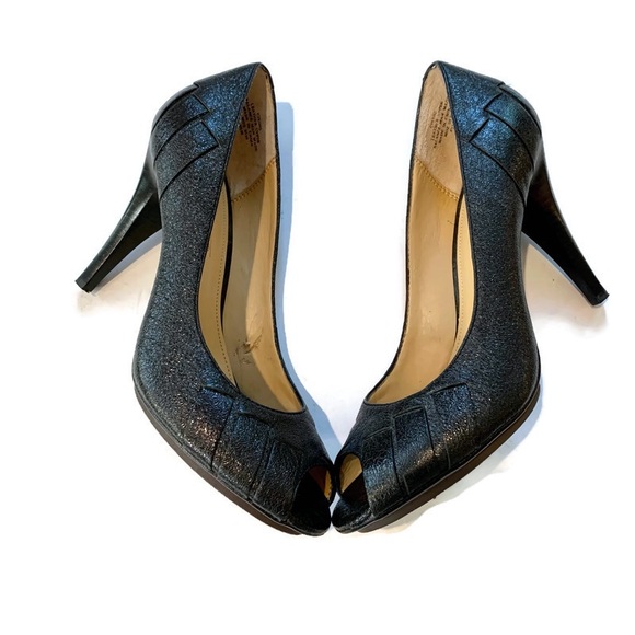 Joan & David Shoes - Joan & David Metallic Black Leather Heels